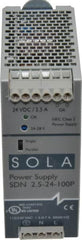 Sola/Hevi-Duty - 60 Watt, 2.50 Amp, 230 VAC Input, 24 VDC Output, DIN Rail Power Supply - 1.97 Inch Wide x 4.55 Inch Deep x 4.88 Inch High, Up to 87.5% Efficiency, 14 to 140°F, Green LED - A1 Tooling