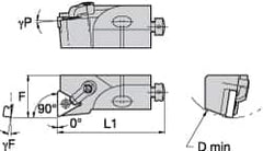 Kennametal - MTFN, Left Hand Cut, 0° Lead Angle, 1-1/2" Shank Height x 1-1/2" Shank Width, Negative Rake Indexable Turning Toolholder - 7" OAL, TN..66. Insert Compatibility, Series Kenloc - A1 Tooling