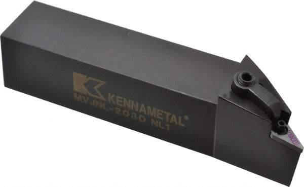 Kennametal - MVJN, Left Hand Cut, 3° Lead Angle, 1-1/4" Shank Height x 1-1/4" Shank Width, Negative Rake Indexable Turning Toolholder - 6" OAL, VN..33. Insert Compatibility, Series Kenloc - A1 Tooling