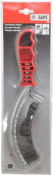 Value Collection - 1" Trim Length Steel Scratch Brush - 5-1/2" Brush Length, 10" OAL, 1" Trim Length, Plastic Ergonomic Handle - A1 Tooling