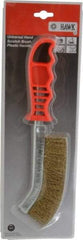 Made in USA - 1" Trim Length Brass Coated Steel Scratch Brass Coated Brush - 5-1/2" Brush Length, 10" OAL, 1" Trim Length, Plastic Ergonomic Handle - A1 Tooling