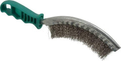 Made in USA - 1" Trim Length Stainless Steel Scratch Stain Steel Brush - 5-1/2" Brush Length, 10" OAL, 1" Trim Length, Plastic Ergonomic Handle - A1 Tooling