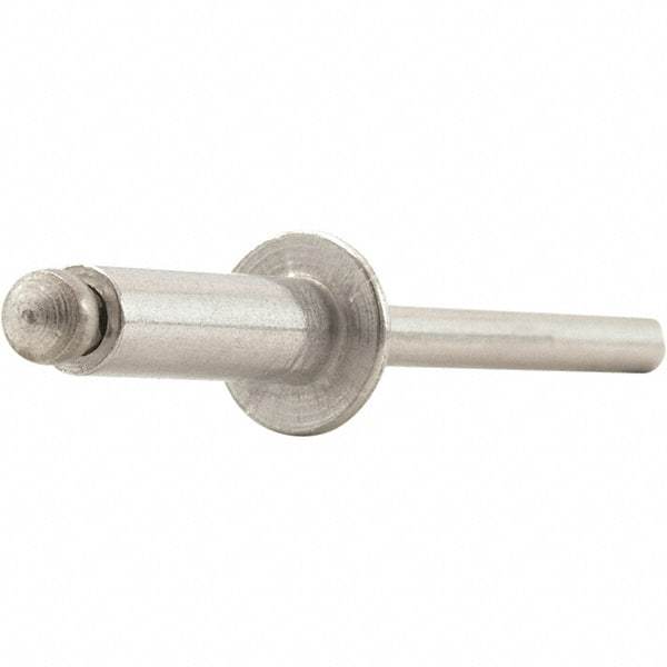 STANLEY Engineered Fastening - Size 6 Dome Head Aluminum Open End Blind Rivet - Aluminum Mandrel, 0.062" to 1/8" Grip, 3/16" Head Diam, 0.192" to 0.196" Hole Diam, 0.116" Body Diam - A1 Tooling