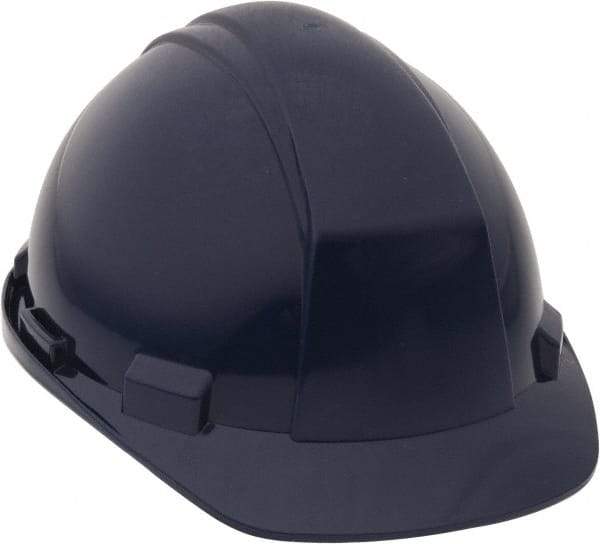 North - ANSI Type II, Class E Rated, 4-Point, Ratchet Adjustment Hard Hat - Size 6-1/2 to 8, Navy Blue, Standard Brim - A1 Tooling