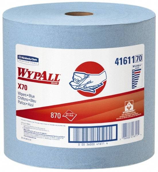 WypAll - X70 Dry Shop Towel/Industrial Wipes - Jumbo Roll, 13-3/8" x 12-1/2" Sheet Size, Blue - A1 Tooling