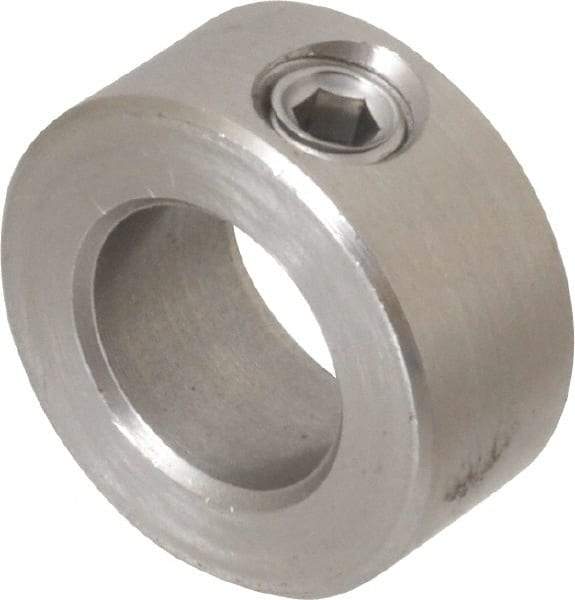 Climax Metal Products - 5/8" Bore, Stainless Steel, Set Screw Solid Set Screw Collars - 1-1/8" Outside Diam, 1/2" Wide - A1 Tooling