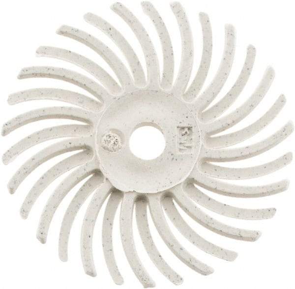 3M - 1" Diam, 1/16" Max Face Width, Shank Radial Bristle Brush - 120 Grit, Fine Grade, 35,000 Max RPM, White - A1 Tooling