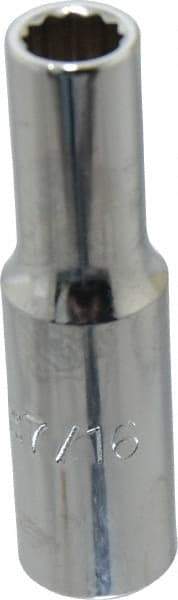 Proto - 7/16", 1/2" Drive, Deep Hand Socket - 12 Points, 3-1/4" OAL, Chrome Finish - A1 Tooling