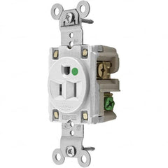 Hubbell Wiring Device-Kellems - 125V 15A NEMA 5-15R Hospital Grade White Straight Blade Single Receptacle - A1 Tooling