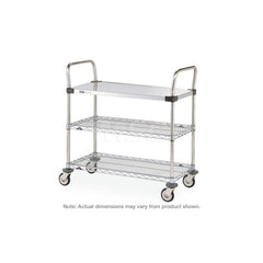 Metro - Carts; Type: Utility ; Load Capacity (Lb.): 375.000 ; Number of Shelves: 3 ; Width (Inch): 18 ; Length (Inch): 36 ; Height (Inch): 38 - Exact Industrial Supply