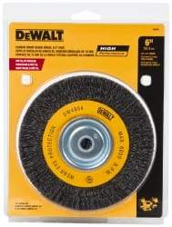 DeWALT - 6" OD, 3/8" Arbor Hole, Crimped Steel Wheel Brush - 3/4" Face Width, 0.014" Filament Diam, 6,000 RPM - A1 Tooling