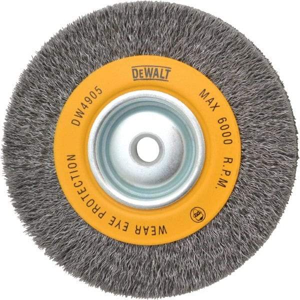 DeWALT - 6" OD, 5/8" Arbor Hole, Crimped Steel Wheel Brush - 1" Face Width, 0.014" Filament Diam, 6,000 RPM - A1 Tooling