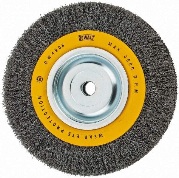 DeWALT - 8" OD, 5/8" Arbor Hole, Crimped Steel Wheel Brush - 3/4" Face Width, 0.014" Filament Diam, 4,000 RPM - A1 Tooling