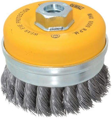 DeWALT - 4" Diam, 5/8-11 Threaded Arbor, Steel Fill Cup Brush - 0.023 Wire Diam, 9,000 Max RPM - A1 Tooling