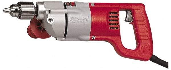 Milwaukee Tool - 1/2" Keyed Chuck, 1,000 RPM, D-Handle Electric Drill - 7 Amps, 120 Volts, Reversible, Includes Chuck Key with Holder & Side Handle - A1 Tooling