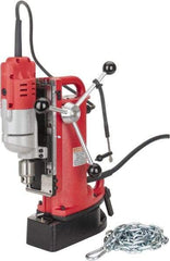 Milwaukee Tool - 1/2" Chuck, 9" Travel, Portable Electromagnetic Drill Press - 600 RPM, 7.2 Amps, 120 Volts, 9' Cord Length - A1 Tooling