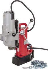 Milwaukee Tool - 1-1/4" Chuck, 11" Travel, Portable Electromagnetic Drill Press - 375 & 750 RPM, 12.5 Amps, 120 Volts, 9' Cord Length - A1 Tooling