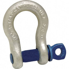 Campbell - 5/16" Nominal Chain Size, 0.75 Ton Carbon Steel Screw Anchor Shackle - 3/8" Pin Diam, 17/32" Wide Inside Jaw, 27/32" Inside Width, 3/4" Max Body Thickness - A1 Tooling