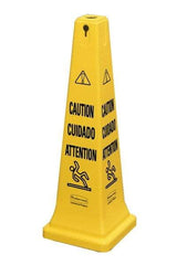 Rubbermaid - Caution, 12-1/4" Wide x 36" High, Plastic Floor Sign - Cone, Black on Yellow, For Accident Prevention - A1 Tooling