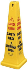 Rubbermaid - Caution - Safety First, 12-1/4" Wide x 36" High, Plastic Floor Sign - Cone, Black on Yellow, For Accident Prevention - A1 Tooling