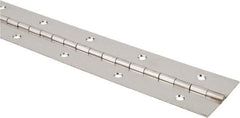 Made in USA - 24" Long x 2" Wide, 1/2" Knuckle, Stainless Steel Pol Sts Coating Continuous Hinge - 0.091" Pin Diam, 0.04" Thick with Holes - A1 Tooling