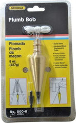 General - 4-1/2 Inch Long, 1-3/16 Inch Diameter Brass Plumb Bob - 8 Ounce, Has Replacable Tip - A1 Tooling