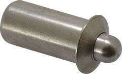 Vlier - 0.786" Body Len x 3/8" Body Diam, 0.234" Plunger Diam, 2.5 Lb Init to 7 Lb Final End Force, 0.786" Len Under Flange, Stainless Steel Press Fit Spring Plunger - 1/2" Flange Diam, 0.096" Flange Thickness, 0.882" Plunger Len, 3/16" Plunger Projection - A1 Tooling