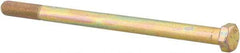 Made in USA - 3/8-24 UNF, 6" Length Under Head Hex Head Cap Screw - Partially Threaded, Grade 8 Alloy Steel, Zinc Yellow Dichromate Finish, 9/16" Hex - A1 Tooling