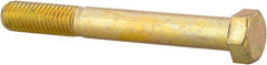 Made in USA - 9/16-12 UNC, 4-1/2" Length Under Head Hex Head Cap Screw - Partially Threaded, Grade 8 Alloy Steel, Zinc Yellow Dichromate Finish, 13/16" Hex - A1 Tooling