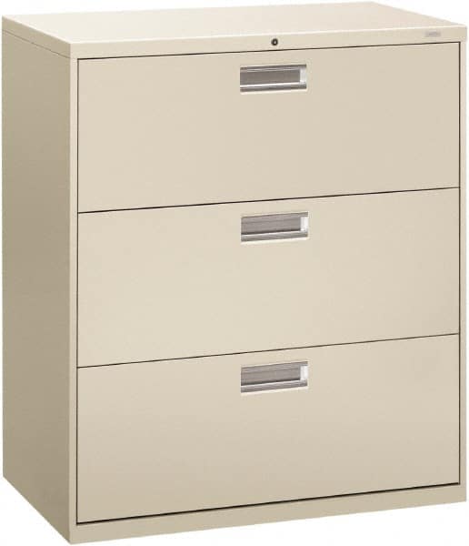 Hon - 36" Wide x 40.88" High x 19-1/4" Deep, 3 Drawer Lateral File - Steel, Light Gray - A1 Tooling