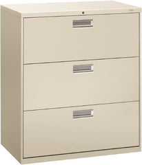 Hon - 36" Wide x 40.88" High x 19-1/4" Deep, 3 Drawer Lateral File - Steel, Light Gray - A1 Tooling