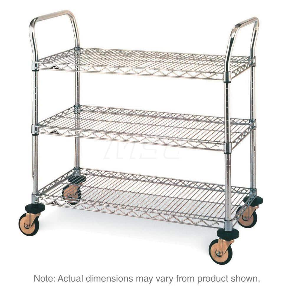 Metro - Carts; Type: Utility ; Load Capacity (Lb.): 375.000 ; Number of Shelves: 3 ; Width (Inch): 21 ; Length (Inch): 36 ; Height (Inch): 39 - Exact Industrial Supply