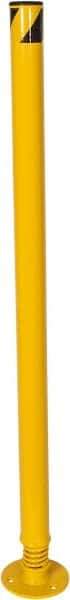 Vestil - 2-1/2" Diam x 42" High, Yellow Steel Spring Bollard - 6" Wide x 6" Long Mounting Plate, 19 Lb - A1 Tooling