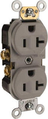 Leviton - 125 VAC, 20 Amp, 5-20R NEMA Configuration, Gray, Specification Grade, Self Grounding Duplex Receptacle - 1 Phase, 2 Poles, 3 Wire, Flush Mount, Tamper Resistant - A1 Tooling