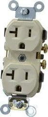 Leviton - 125 VAC, 20 Amp, 5-20R NEMA Configuration, Ivory, Specification Grade, Self Grounding Duplex Receptacle - 1 Phase, 2 Poles, 3 Wire, Flush Mount - A1 Tooling