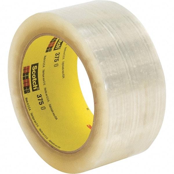 3M - 2" x 55 Yd Clear Rubber Adhesive Sealing Tape - Polypropylene Film Backing, 3.1 mil Thick, 70 Lb Tensile Strength, Series 375 - A1 Tooling