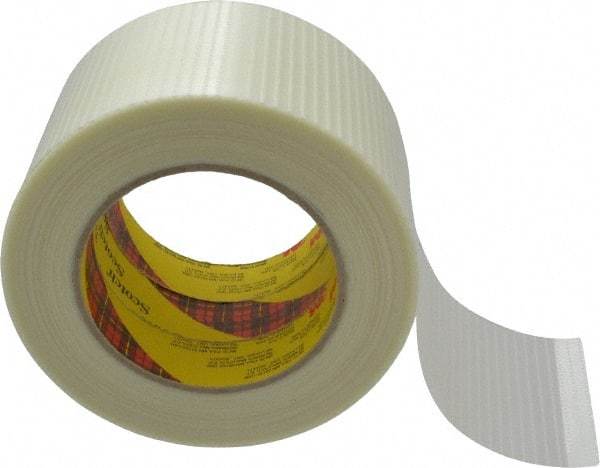 3M - 3" x 55 Yd Clear Rubber Adhesive Packaging Tape - Polypropylene Film Backing, 5.7 mil Thick, 150 Lb Tensile Strength, Series 8959 - A1 Tooling