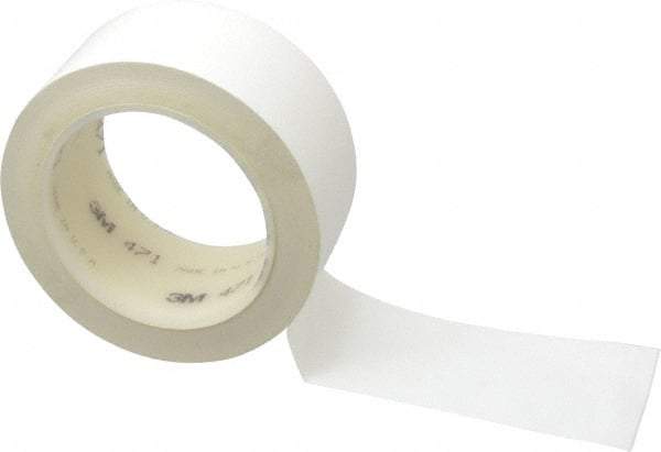 3M - White Solid Color Vinyl Tape - 2" Wide x 108' Long x 5.2 mil Thick, General Traffic - A1 Tooling