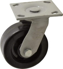 Fairbanks - 5" Diam x 2" Wide, Phenolic Swivel Caster - 1,000 Lb Capacity, Top Plate Mount, 4" x 4-1/2" Plate, Plain Bearing - A1 Tooling