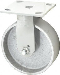 Fairbanks - 6" Diam x 2" Wide x 7-1/4" OAH Top Plate Mount Rigid Caster - Semi-Steel, 1,200 Lb Capacity, Plain Bearing, 4 x 4-1/2" Plate - A1 Tooling