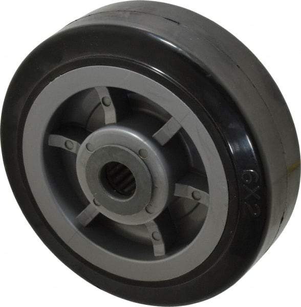 Fairbanks - 6 Inch Diameter x 2 Inch Wide, Rubber Caster Wheel - 500 Lb. Capacity, 2-3/16 Inch Hub Length, 3/4 Inch Axle Diameter, Roller Bearing - A1 Tooling