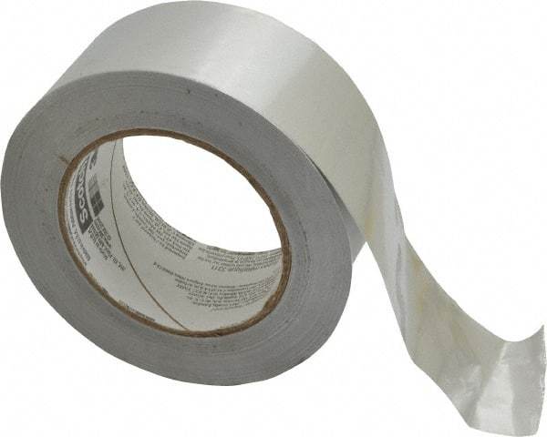 3M - 2" x 50 Yds Silver Foil Tape - 3.6 mil, Rubber Adhesive, Aluminum Foil Backing, 17 Lb/ln Tensile Strength, -10°F to 180°F, Series 3311 - A1 Tooling