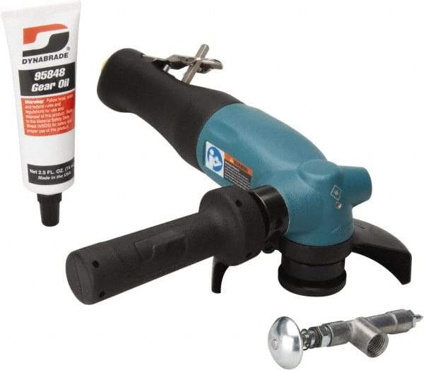 Dynabrade - 4-1/2" Wheel Diam, 12,000 RPM, Pneumatic Angle & Disc Grinder - 5/8-11 Spindle, 43 CFM, Rear Exhaust - A1 Tooling