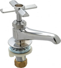 B&K Mueller - Standard, One Handle Design, Chrome, Round Deck Plate Single Mount Faucet - 4 Spoke Handle - A1 Tooling