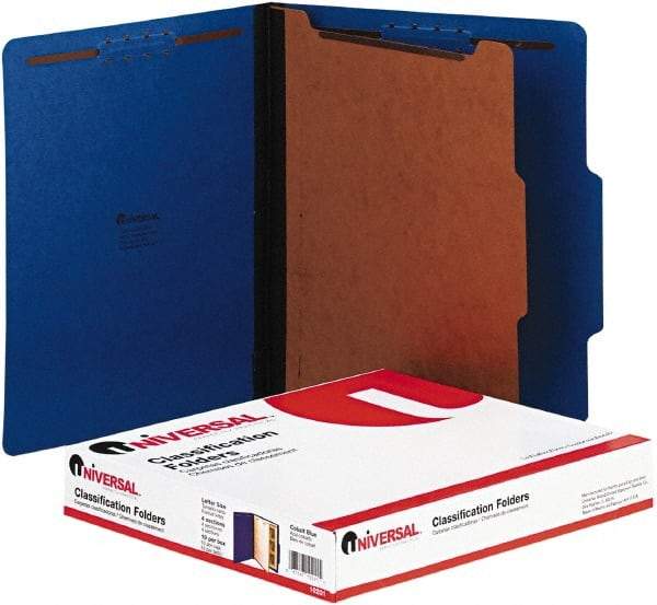 UNIVERSAL - 8-1/2 x 11", Letter Size, Blue, Classification Folders with Top Tab Fastener - 2/5 Tab Cut Location - A1 Tooling