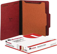 UNIVERSAL - 8-1/2 x 11", Letter Size, Red, Classification Folders with Top Tab Fastener - 2/5 Tab Cut Location - A1 Tooling