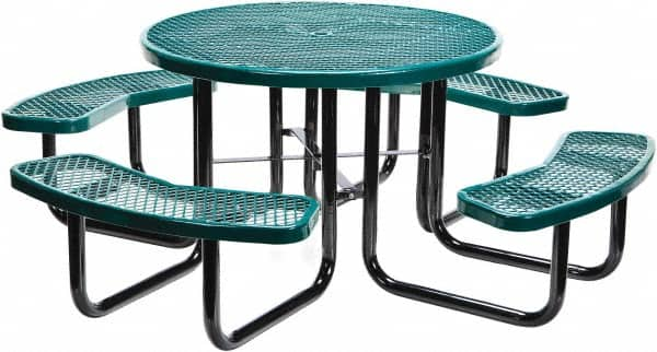 Vestil - 81-1/4" Long x 81-1/4" Wide x 29" High Stationary Activity/Utility Table without Back Rests - Green, Steel - A1 Tooling