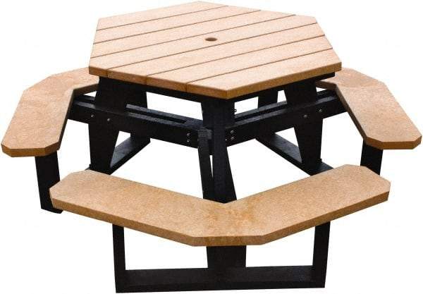 Vestil - 69-1/2" Long x 69-1/2" Wide x 30-1/2" High Stationary Activity/Utility Table without Back Rests - ADA Version - Cedar & Black, Plastic - A1 Tooling