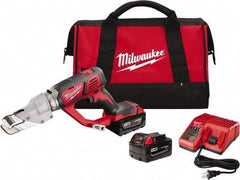 Milwaukee Tool - 3,000 SPM, 18 Volt, Inline Handle, Handheld Cordless Shear - 18 Gauge (Mild Steel) Cutting Capacity - A1 Tooling