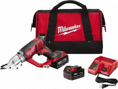 Milwaukee Tool - 3,000 SPM, 18 Volt, Inline Handle, Handheld Cordless Shear - 18 Gauge (Mild Steel) Cutting Capacity - A1 Tooling